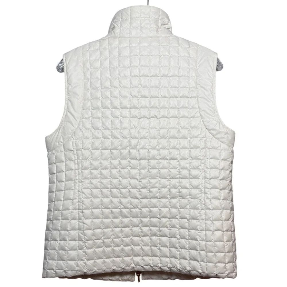 TORY BURCH Tricia Quilted Puffer Vest, White with Gold Hardware, Full Zip Size M